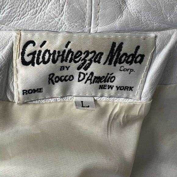 VTG Giovinezza Moda Rocco D'Amelio White Moto Leather Snap Jacket Women's L - Picture 10 of 10
